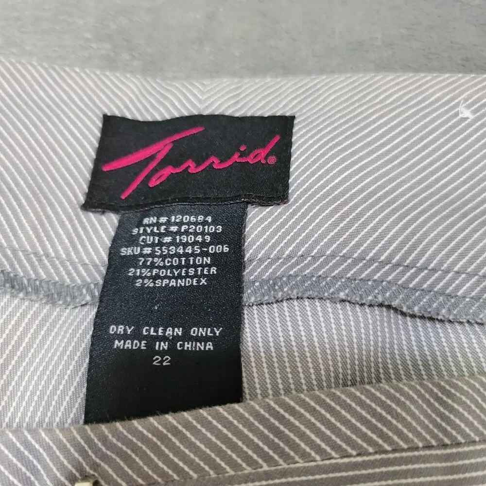 Torrid Dress Slacks Womens‎ 22 Blue White Ponte Pants Crop Wide Leg Comfort Pant